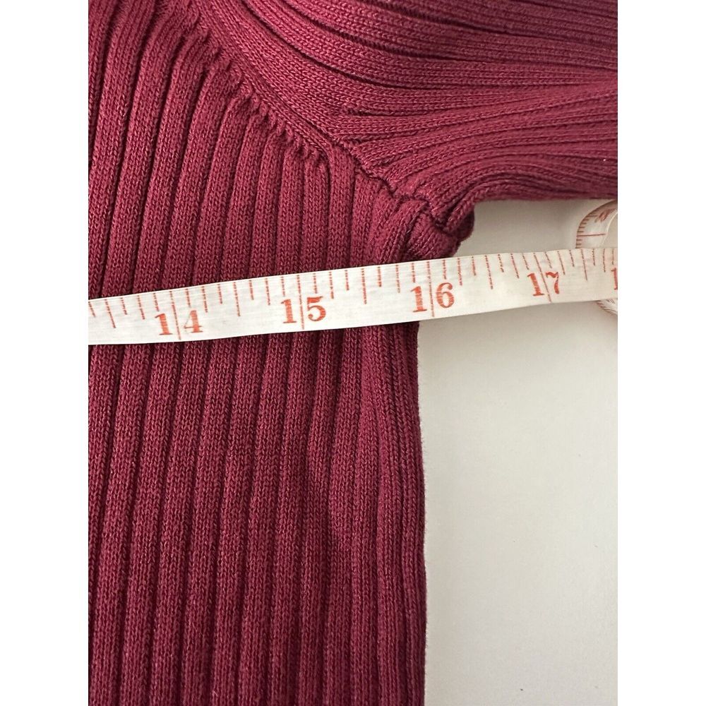 Skies are Blue Anthropologie Top Womens Medium Burgundy Long Sleeve‎ Stretch - Picture 6 of 8